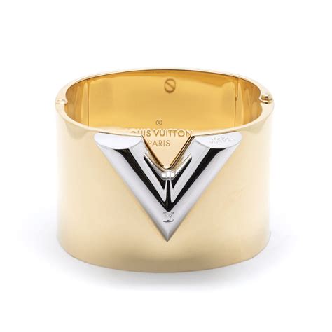 louis vuitton essential v bracelet gold|v cuff bracelet.